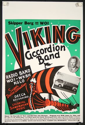 a poster of a viking accordion band