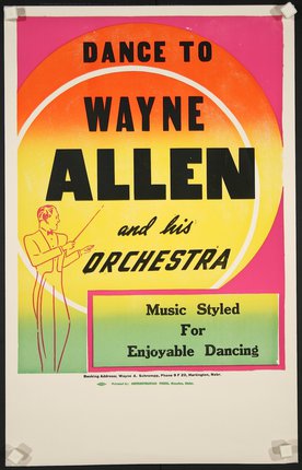 a poster of a man playing a orchestra