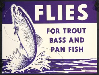 a sign with a fish jumping out of water