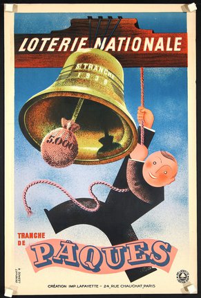 a poster of a man holding a bell