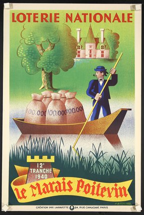 a poster of a man rowing a boat