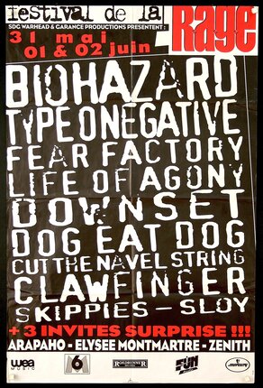 a poster with white text