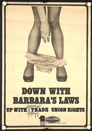 a poster of a woman's legs and underwear