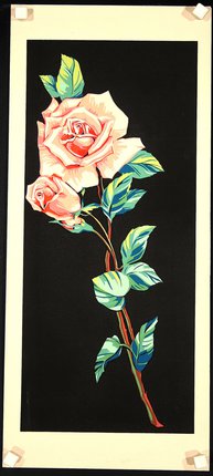 a painting of roses on a black background
