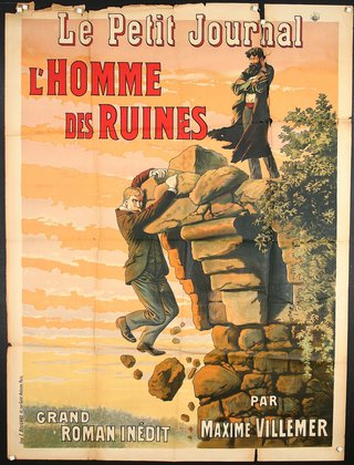 a poster of a man climbing a rock