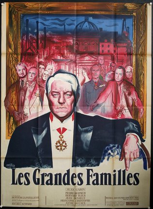 a movie poster of a man pointing at a group of people