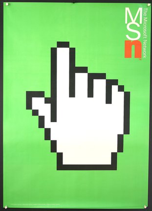 a hand cursor on a green background