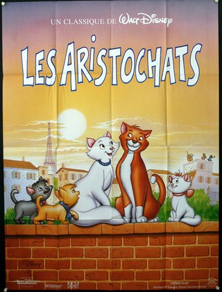 a poster of a cartoon cat family with the eiffel tower in the backround