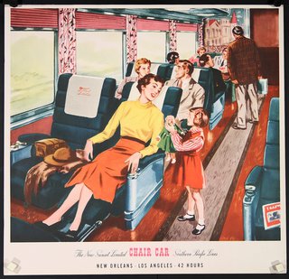 a poster of a woman and a child on a train