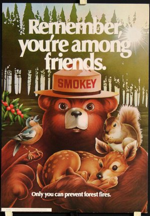 a poster of a bear and animals