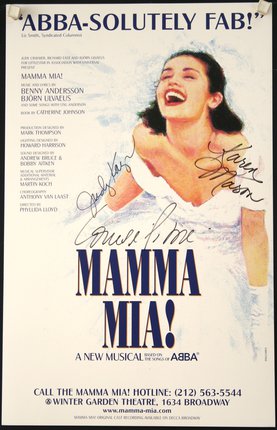 a poster with autographed woman smiling