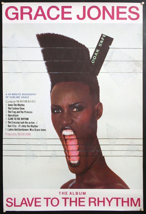 a poster of a woman with her mouth open