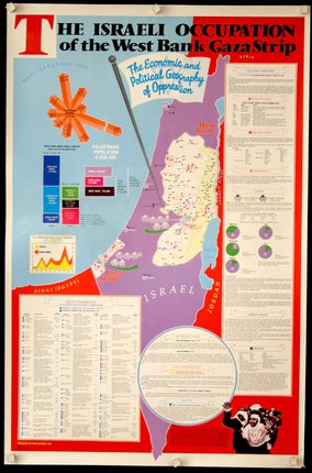 a map of israel with different colored text