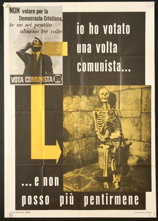 a poster of a man and a skeleton