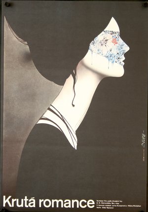 a poster of a woman with a flower on her face