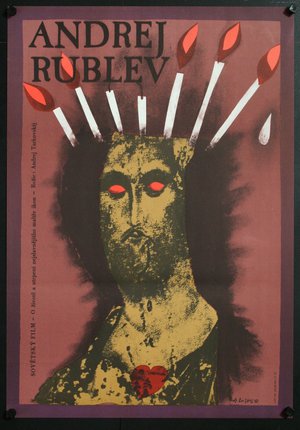 a poster of a man with red eyes