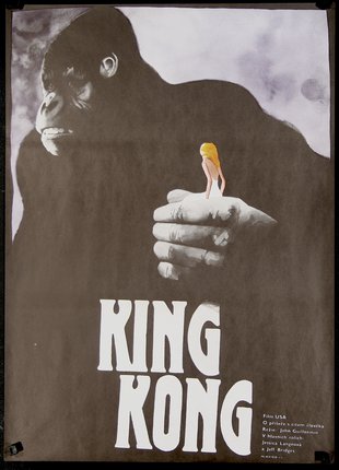 a poster of a gorilla and a woman