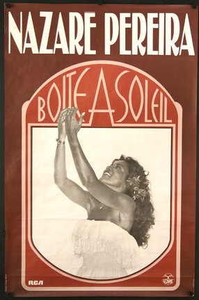 a poster of a woman with her hands up