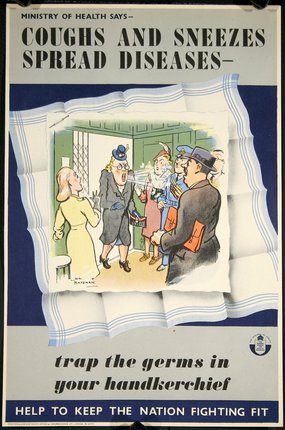 a poster with a cartoon of a man talking to a woman
