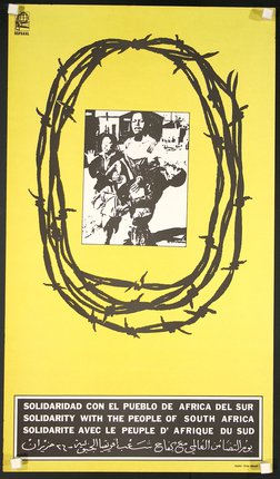 a poster with barbed wire around it