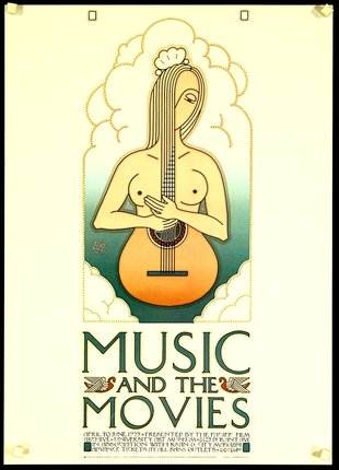 a poster with a woman playing a guitar