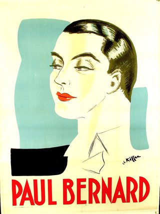 a poster of a man with red lips