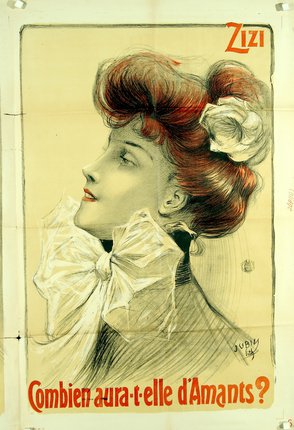 a woman with red hair and white bow