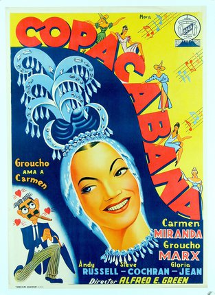a poster of a woman with a blue headdress