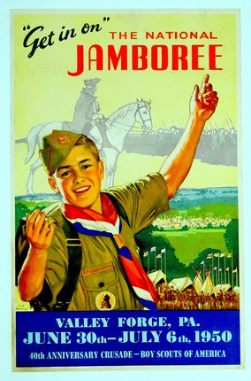 a boy scout raising his hand