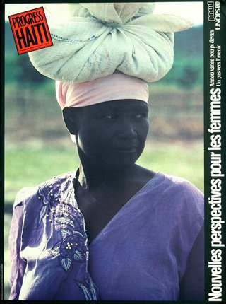 a woman with a bag on her head