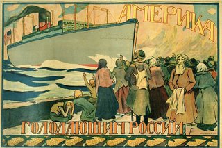 a poster of a group of people standing on a dock