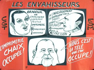 a poster with cartoon faces