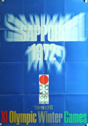 a blue poster with white text