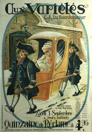 a poster of a man and woman in a carriage