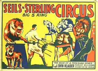 a circus poster with lions