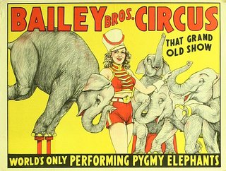a circus poster with elephants and a woman