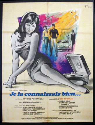 a movie poster of a woman sitting on a suitcase
