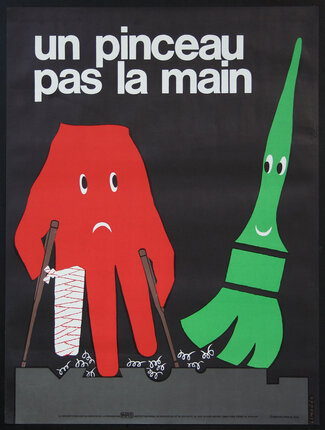 a poster with a hand and a green broom