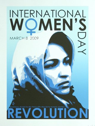 a poster with a woman wearing a head scarf