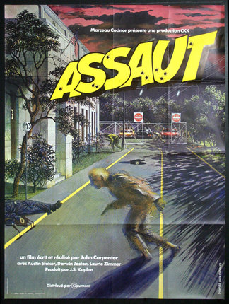 a movie poster of a zombie running on the road