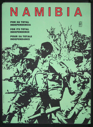 a poster of soldiers running with guns