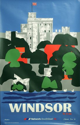 a poster of a castle and trees