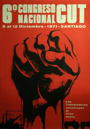 a poster with a fist in the middle
