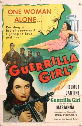 a movie poster with a woman and a gun