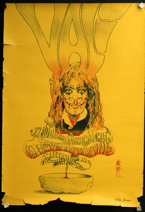 a poster with a woman with a face paint on it