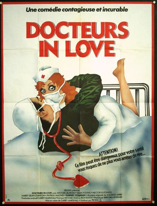 a poster of a nurse and a man in a hospital bed