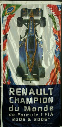 a banner with a picture of a race car