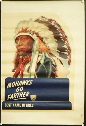 a poster with a man in a feathered headdress