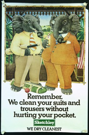 a poster of elephants in suits
