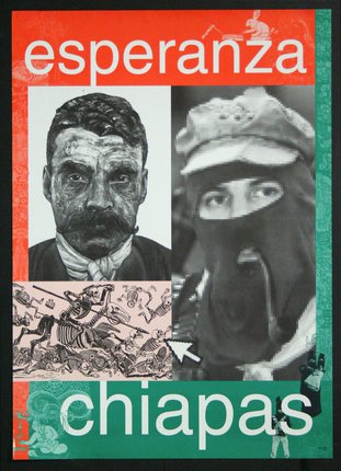 a poster with a man and a man in a mask